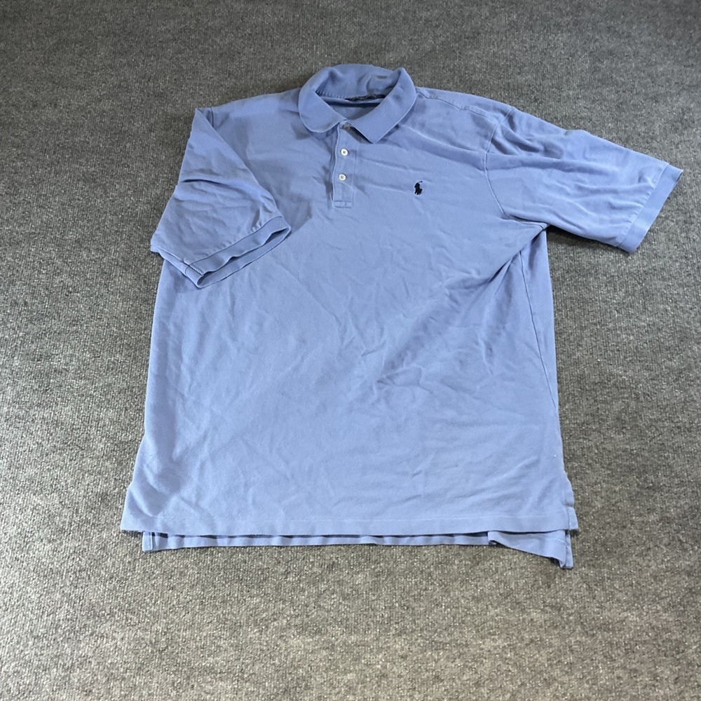 Polo Golf Ralph Lauren Mens XL Blue Short Sleeve Cotton Pique Polo Shirt VTG